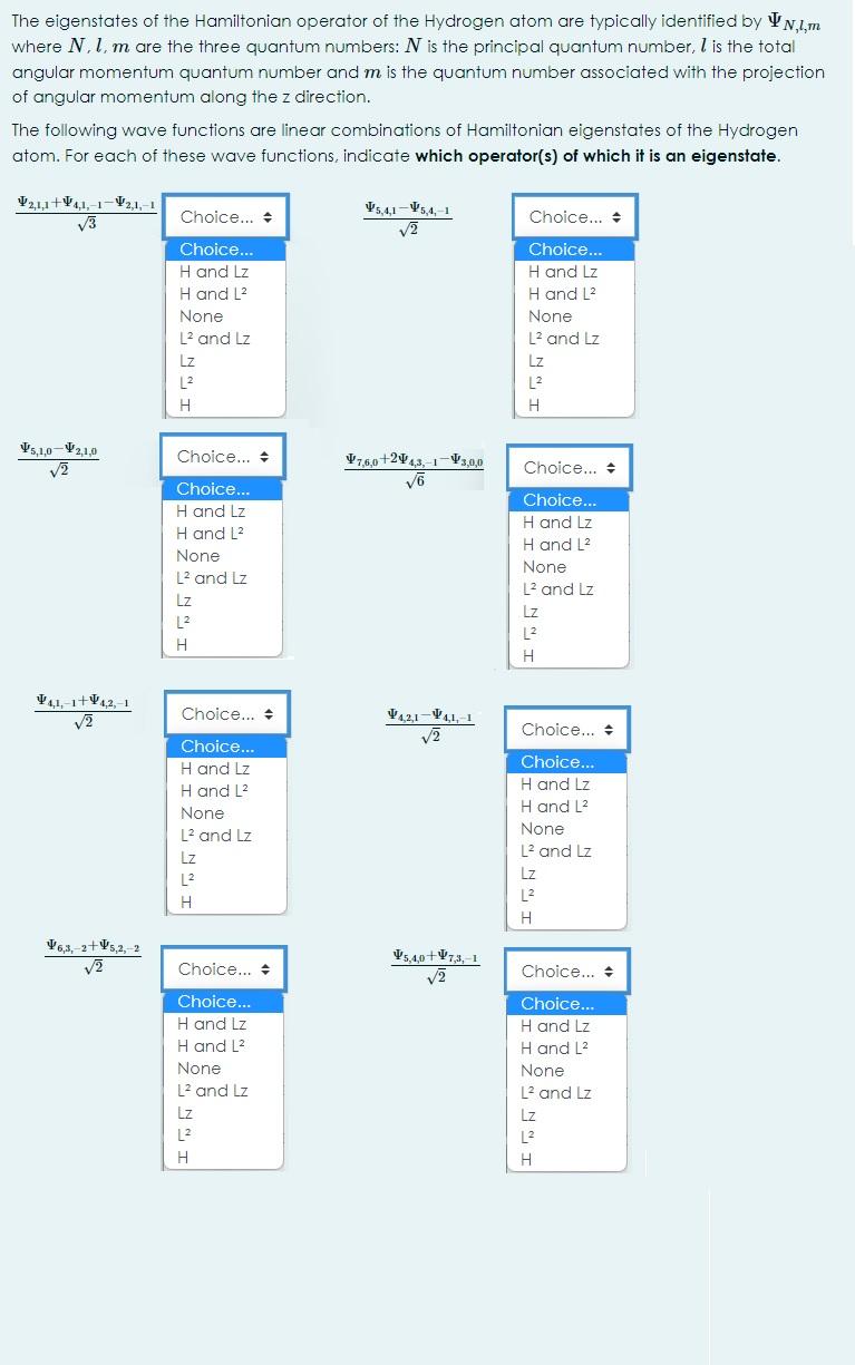 Solved The eigenstates of the Hamiltonian operator of the | Chegg.com