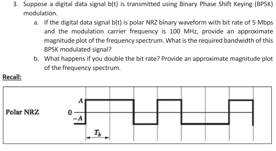 Solved 3. Suppose a digital data signal b(t) is transmitted | Chegg.com