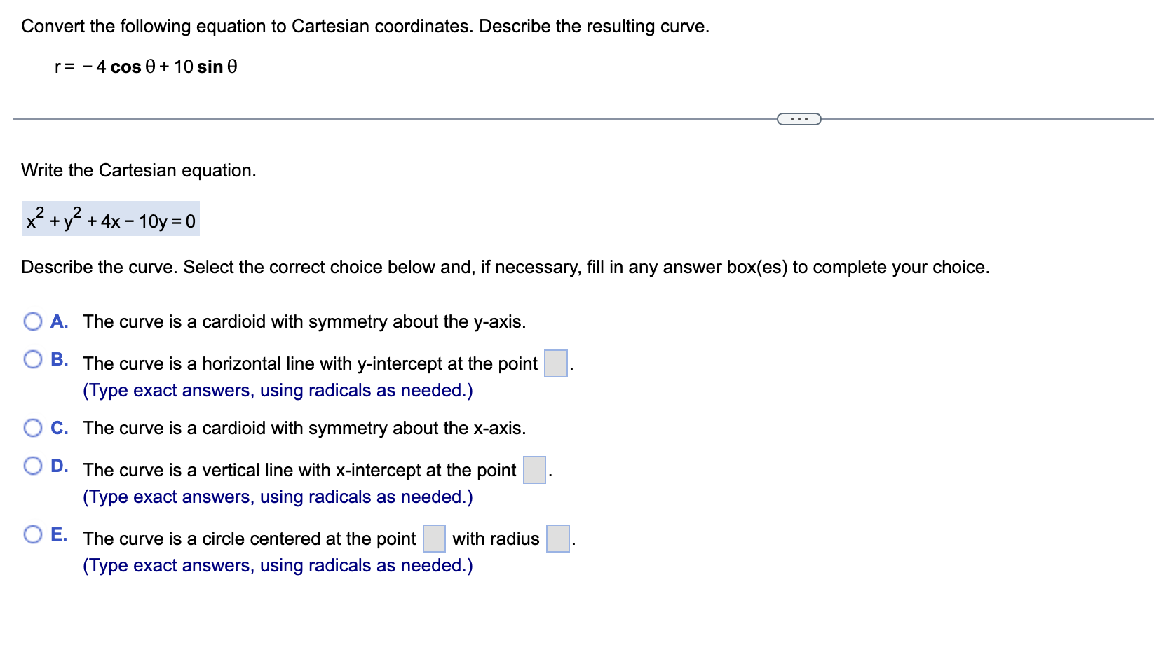 Solved Convert the following equation to Cartesian | Chegg.com