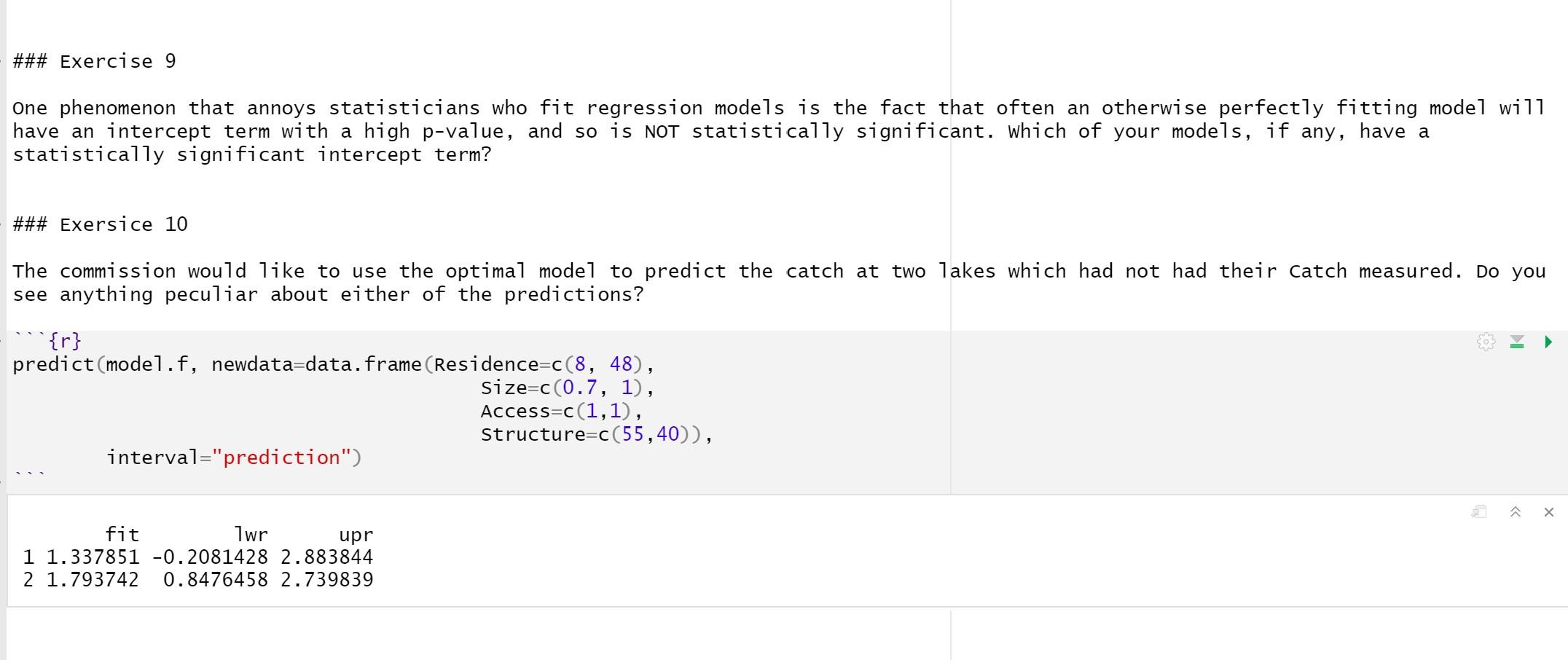I have a few questions on this R Studio exercise that | Chegg.com