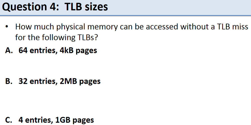 Solved Question 4: TLB sizes How much physical memory can be | Chegg.com