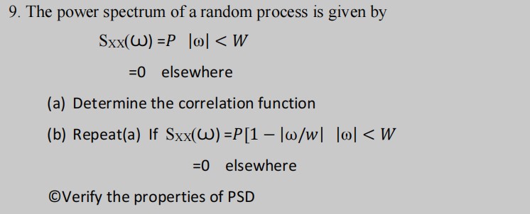Solved The power spectrum of a random process is given by=0 | Chegg.com