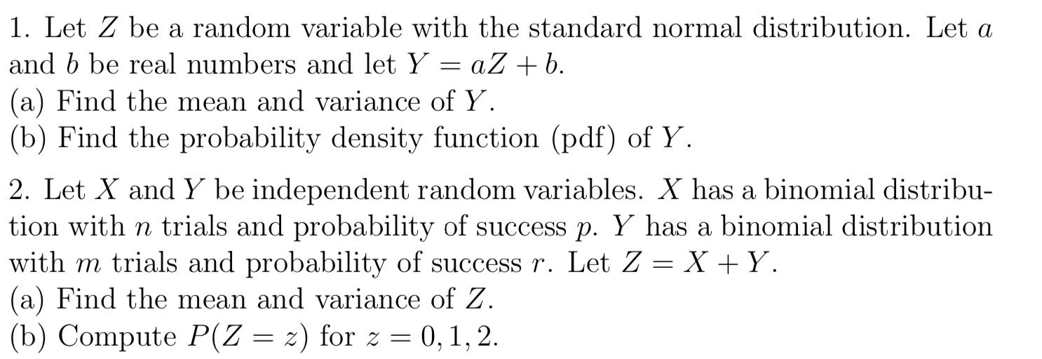 Solved 1. Let Z be a random variable with the standard | Chegg.com