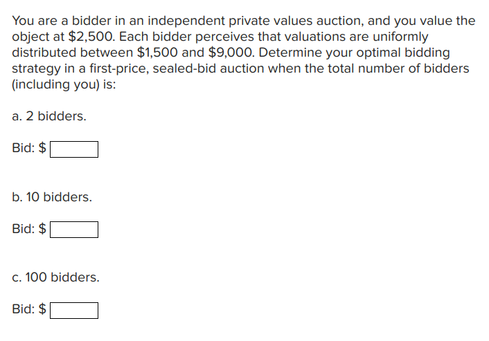 Solved You Are A Bidder In An Independent Private Values | Chegg.com
