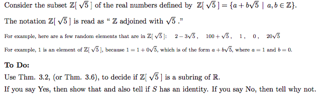 Z5 Math Solved Consider the subset Z[5of the real numbers defined by | Chegg.com
