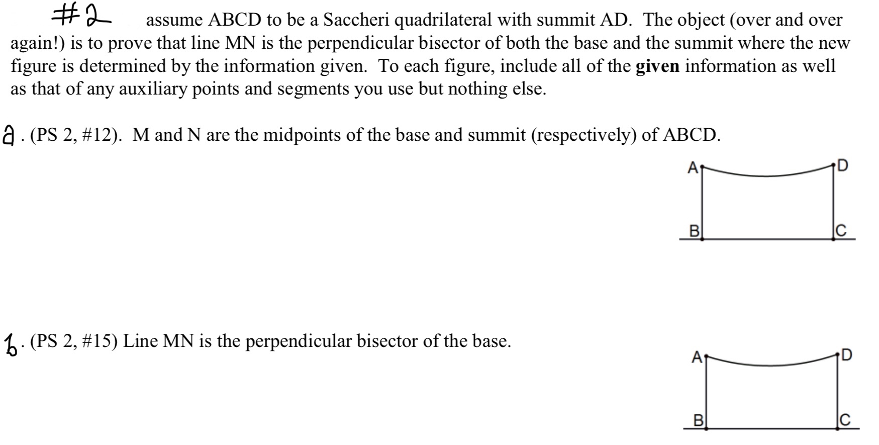 Solved #2 Assume ABCD To Be A Saccheri Quadrilateral With | Chegg.com