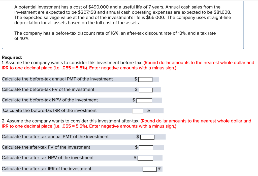 Solved A Potential Investment Has A Cost Of $490,000 And A | Chegg.com