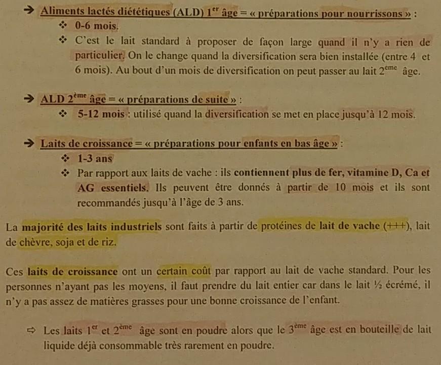 Pédiatrie Lait Flashcards | Chegg.com