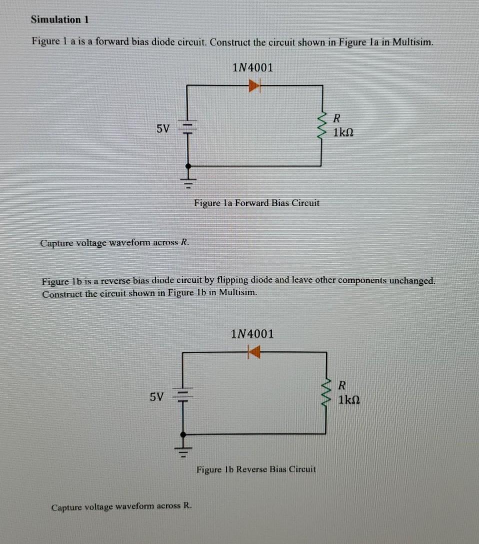 Solved Simulation 1 Figure 1 a is a forward bias diode | Chegg.com