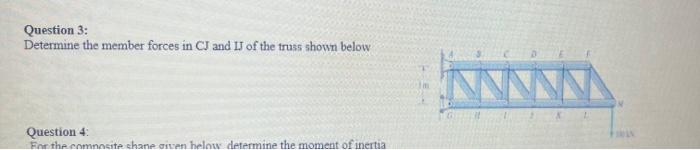 Solved Question 3: Determine the member forces in CJ and LJ | Chegg.com
