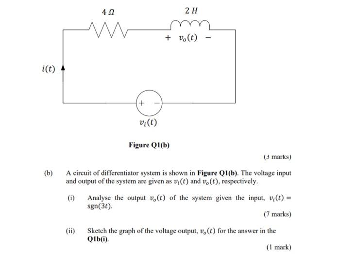 [Solved]: Figure Q1(b) (5 Marks) A Circuit Of Differentiato