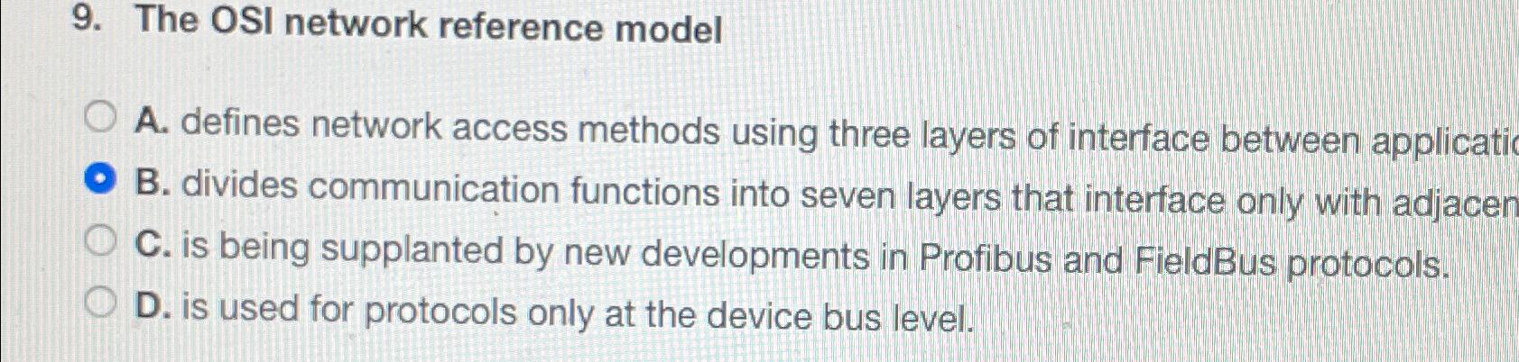 Solved The OSI network reference modelA. ﻿defines network | Chegg.com