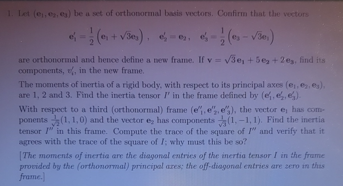 Solved Let E1e2e3 ﻿be A Set Of Orthonormal Basis 1183