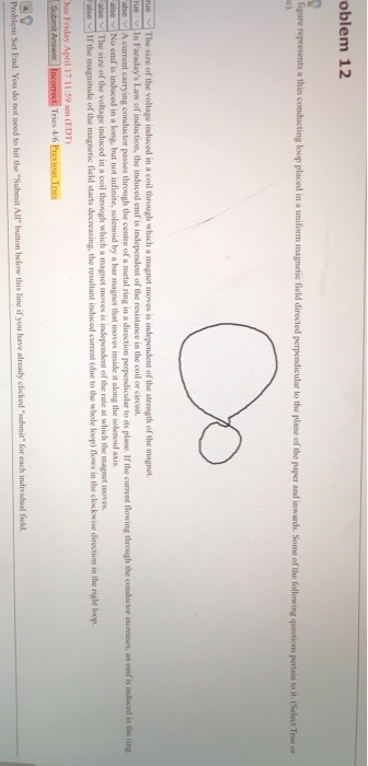 Solved oblem 12 figure represents a thin conducting loop | Chegg.com