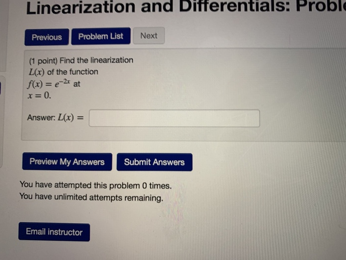 Solved Linearization and Differentials Proble Next Problem