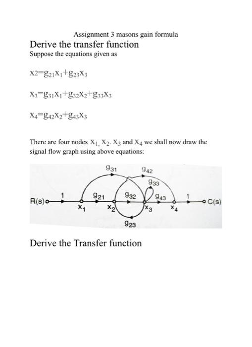 Solved Assignment 3 masons gain formula Derive the transfer | Chegg.com