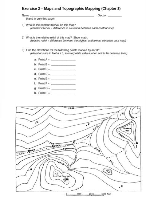 Solved 1) What is the contour interval on this map? (contour | Chegg.com