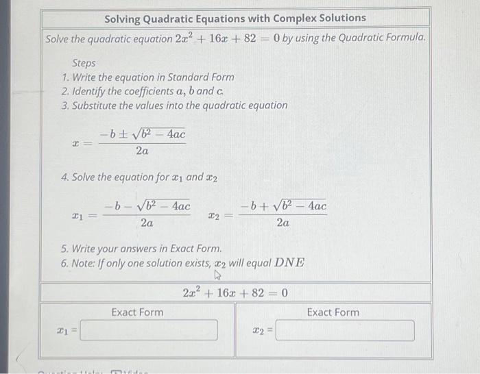 2x 2 4x 16 0 quadratic formula