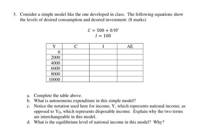 Solved 3 Consider A Simple Model Like The One Developed In Chegg Solved 3 Consider A Simple Model Like The One Developed In Chegg