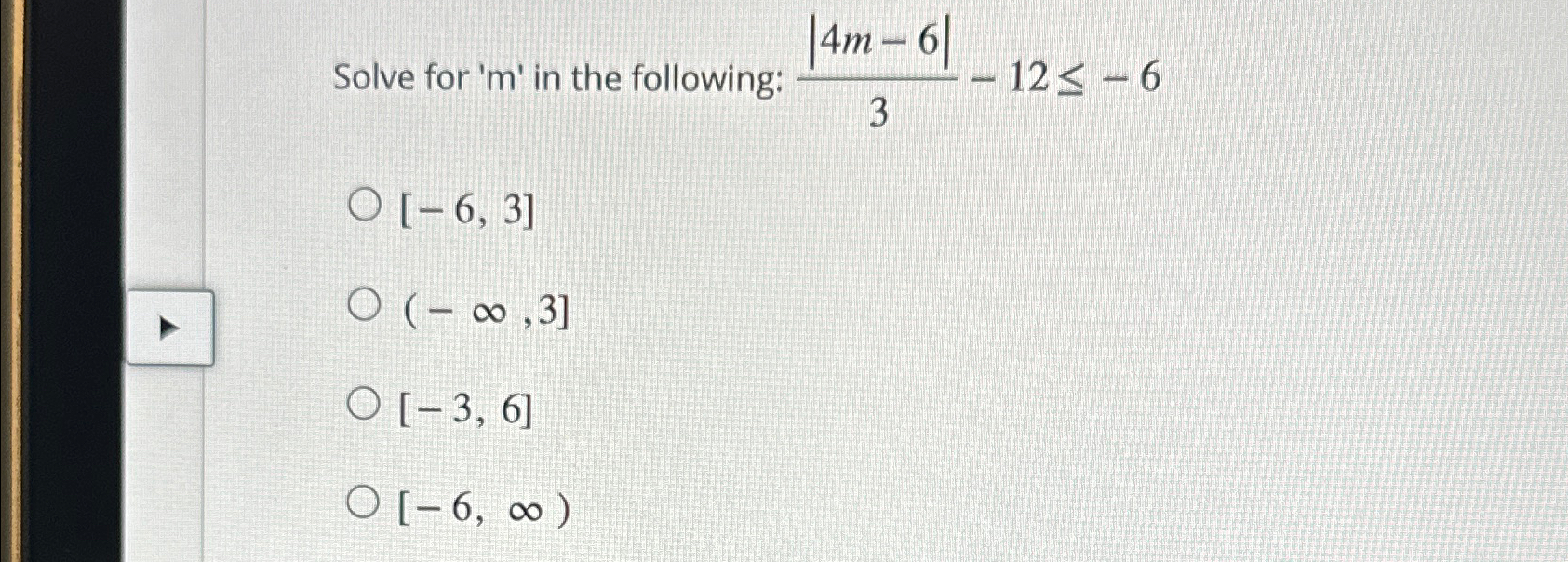 Solved Solve for ' m ' ﻿in the following: | Chegg.com
