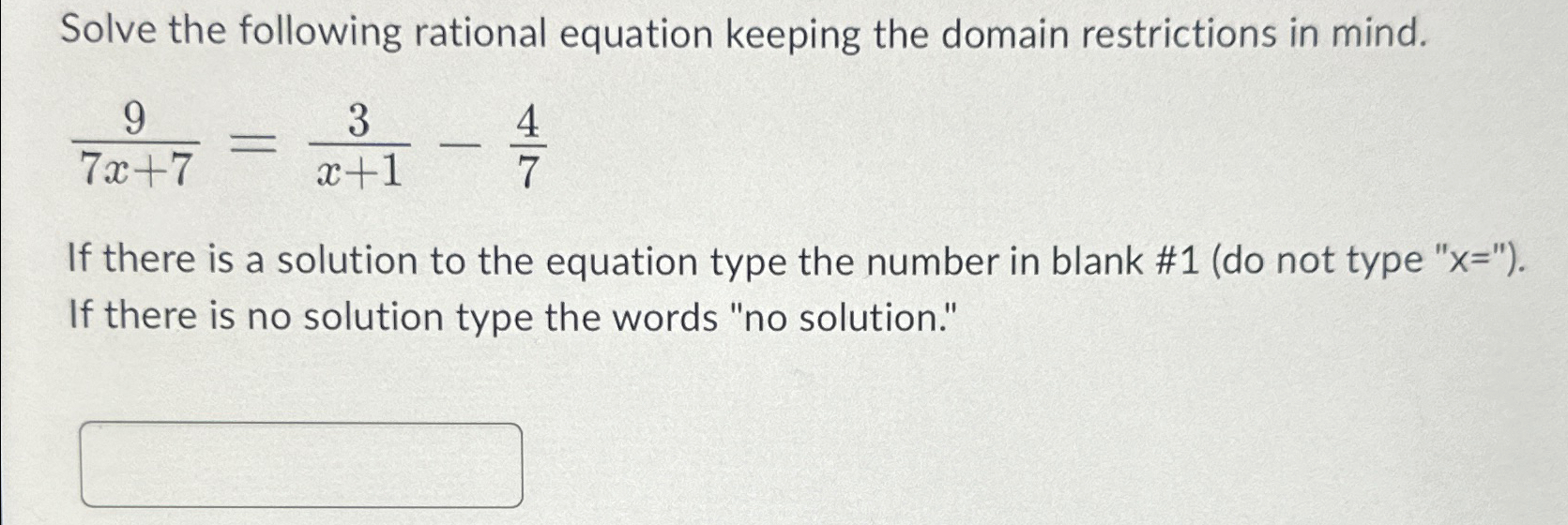 Solved Solve the following rational equation keeping the | Chegg.com