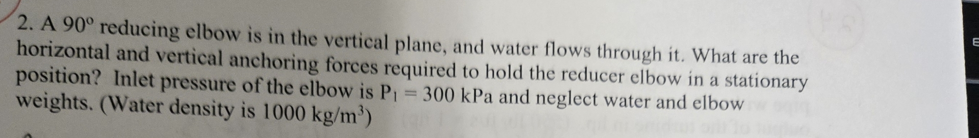 A 90° ﻿reducing elbow is in the vertical plane, and | Chegg.com