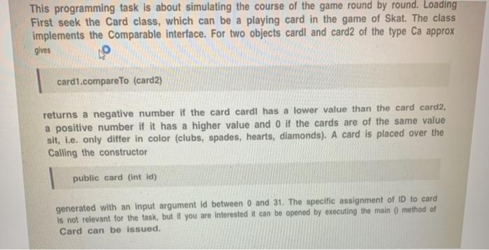 Solved 11 Task 4: Implementation of Card game 8) and wins | Chegg.com
