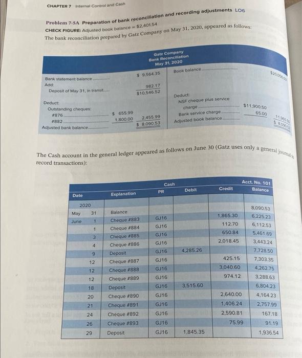 Solved CHAPTER 7 Internal Control And Cash Problem 7-5A | Chegg.com