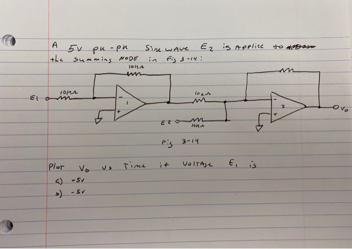Solved A the 5V pu-pu summing NODE 01 Sine wave Ez in fig | Chegg.com