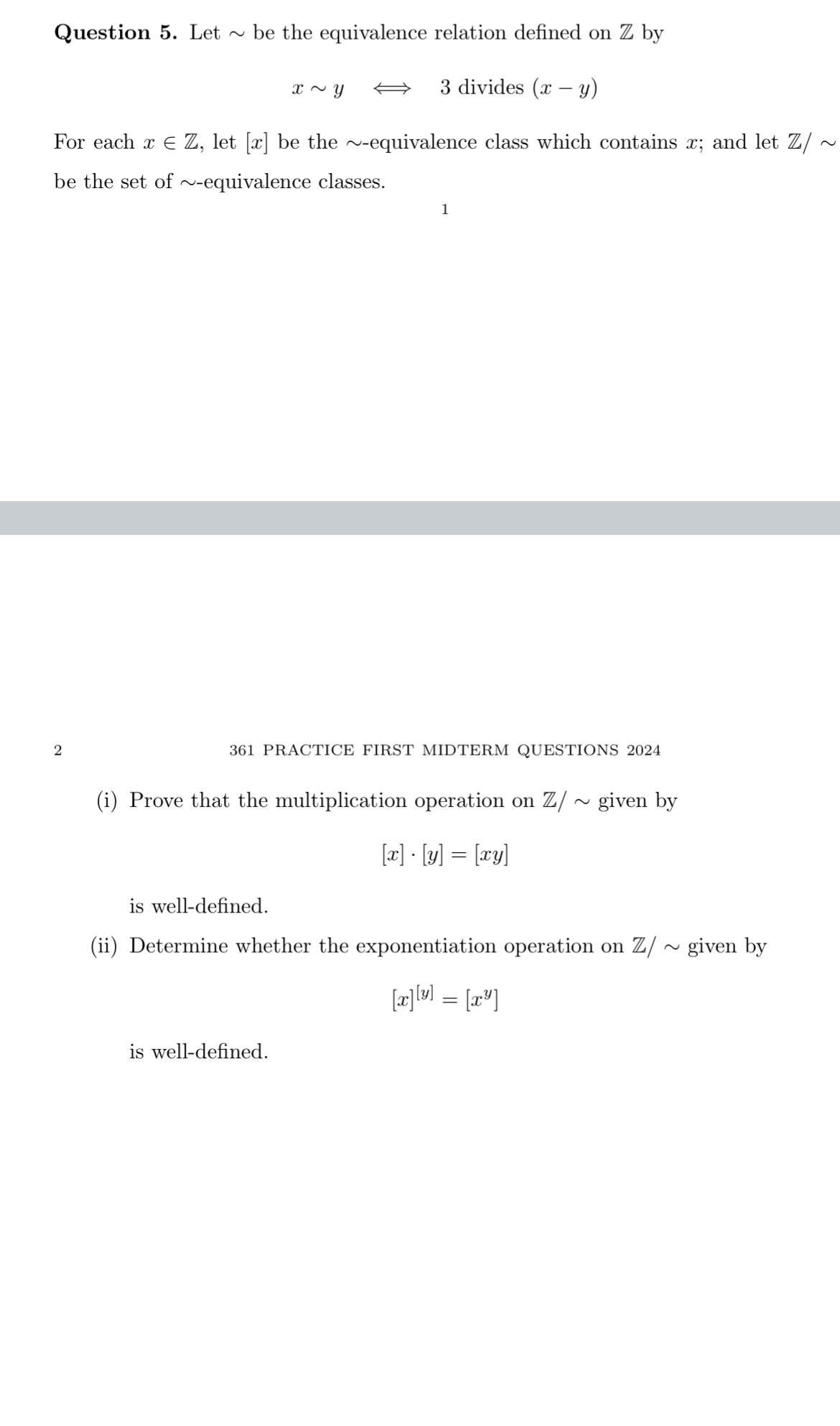 Solved Question 5. ﻿Let ∼ ﻿be the equivalence relation | Chegg.com