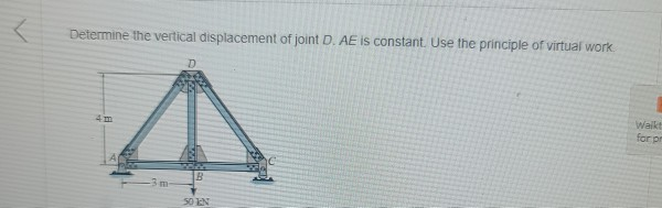 Solved Determine the vertical displacement of joint D. AE is | Chegg.com