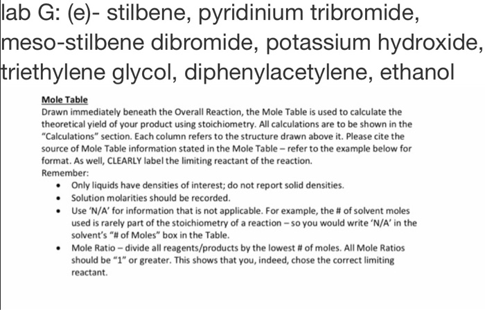 lab G: (e)- stilbene, pyridinium tribromide, | Chegg.com