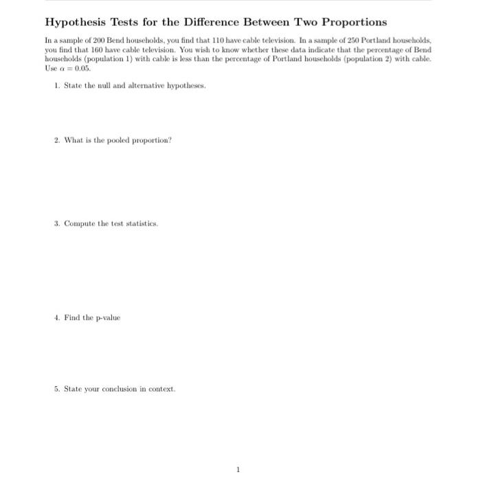 Solved Hypothesis Tests for the Difference Between Two | Chegg.com