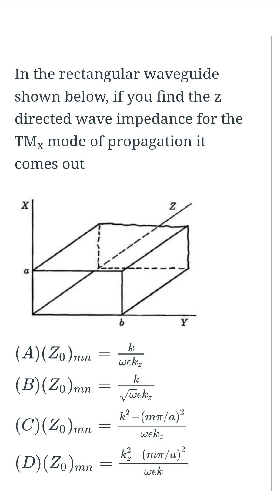 Solved In The Rectangular Waveguide Shown Below, If You Find | Chegg.com