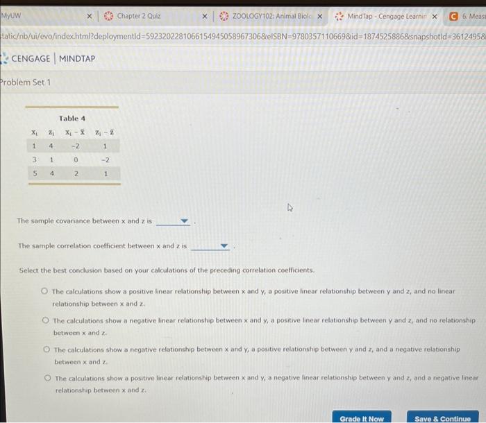 The sample covariance between x and y is The sample