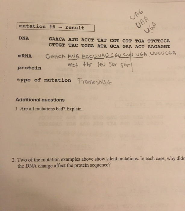 Solved please tell me what the mutations are for mutations # | Chegg.com