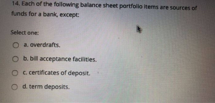 Solved 14 Each Of The Following Balance Sheet Portfolio Chegg