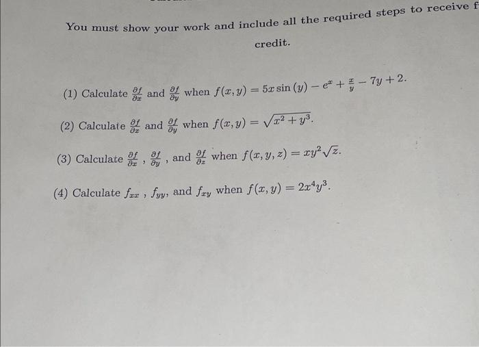 Solved You must show your work and include all the required | Chegg.com