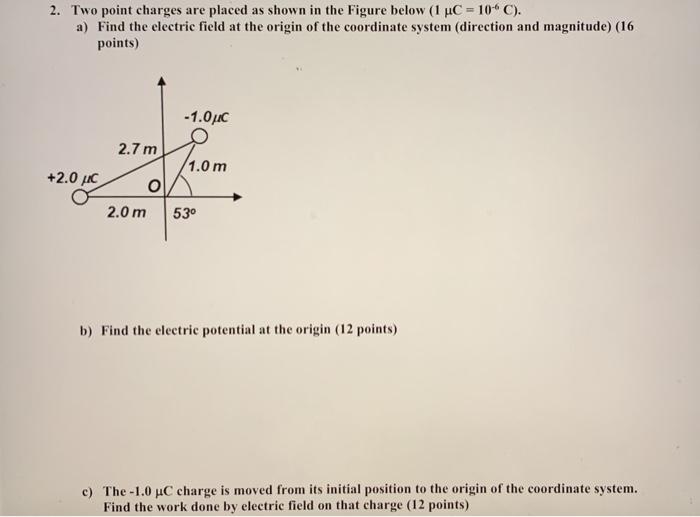 Solved 2. Two point charges are placed as shown in the | Chegg.com