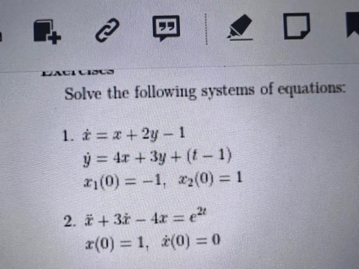 Solved Solve the following systems of equations: | Chegg.com