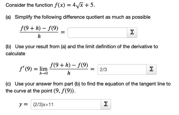Solved Consider the function f(x) = 4√√x + 5. (a) Simplify | Chegg.com