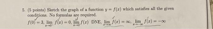 Solved 5. (5 points) Sketch the graph of a function y=f(x) | Chegg.com