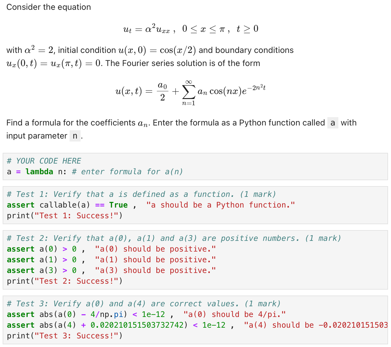Solved Consider the equationut=α2u×,0≤x≤π,t≥0with α2=2, | Chegg.com