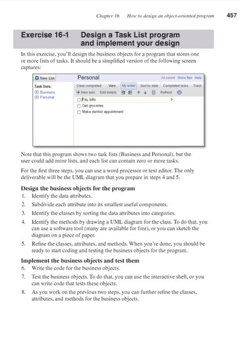 Solved Chapter 16 How to design an object-oriented program | Chegg.com