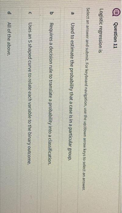 Solved Question 9 Classification models are Select an answer | Chegg.com