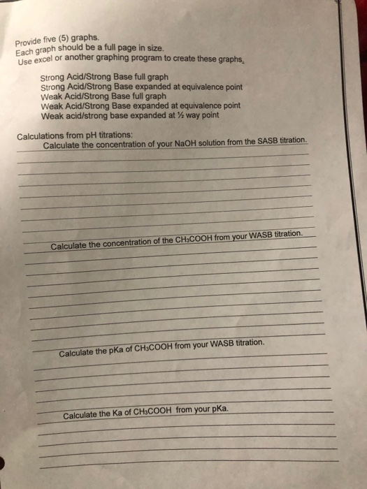Solved Chemistry 1223 Worksheet PH Titration of Strong and