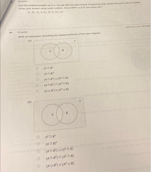 Solved 5. ora points Find the smailest possible set (i.e., | Chegg.com