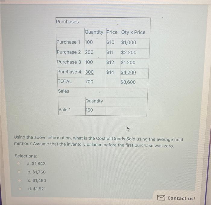 Solved Using The Above Information, What Is The Cost Of | Chegg.com