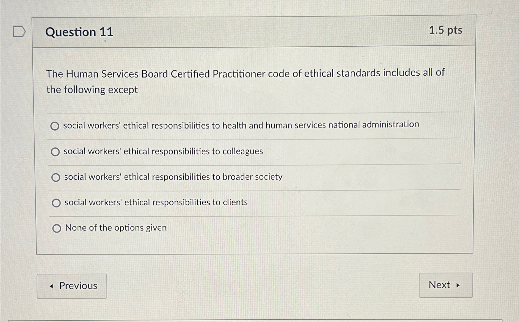 Solved Question 111.5ptsThe Human Services Board Certified | Chegg.com