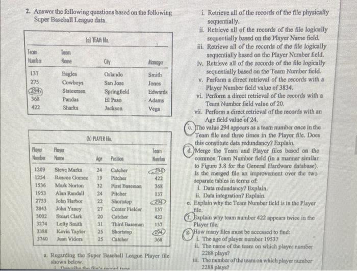 Solved 2. Answer the following questions based on the | Chegg.com